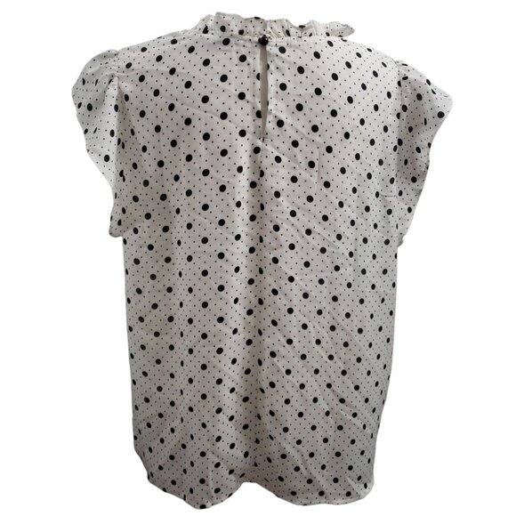 Sweet Rain Womens Short Sleeve Black & White Polka Dot Blouse 2X - Picture 4 of 7